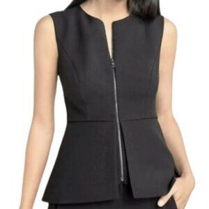 BCBGMaxAzria Abrielle Peplum zipup Black sleeveless Top